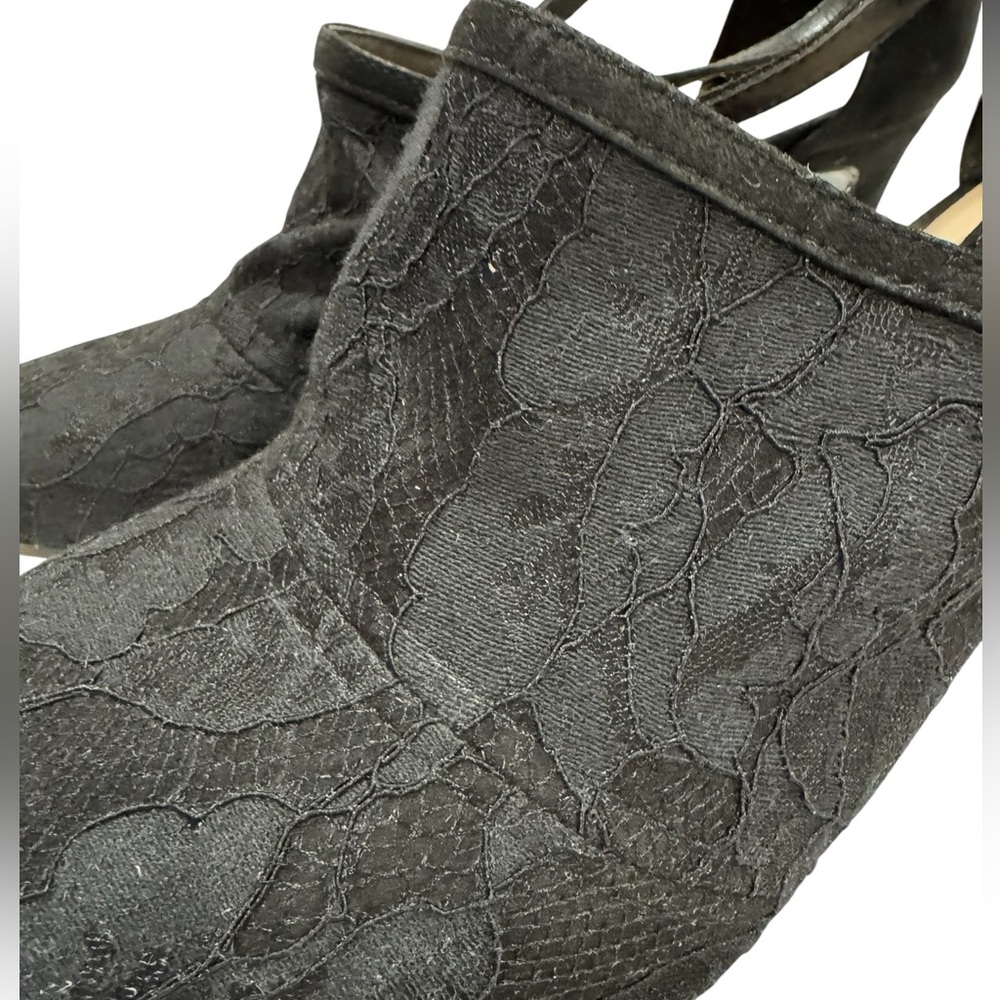 NINE WEST Sexy Lace Overlay Black Strap Pumps Heels 10 - Picture 11 of 17